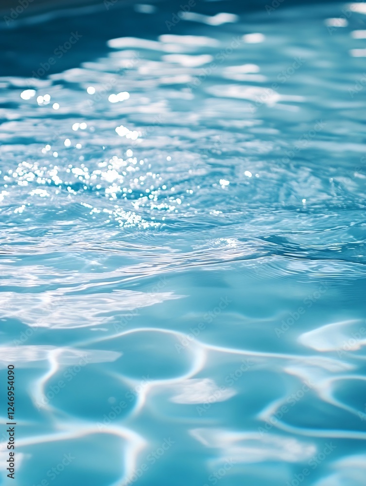Poster close-up of sparkling blue water with ripple effect in sunlight : generative ai