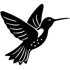 A hummingbird sipping nectar silhouette vector illustration 