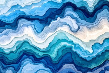 Obraz premium Abstract Blue and White Swirls: A mesmerizing abstract pattern of blue and white swirls, evoking the fluidity of water or the movement of clouds. The layers create a sense of depth and dimension.