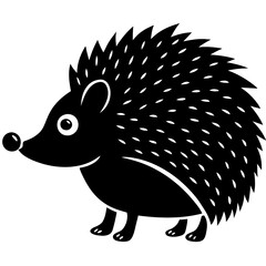  A hedgehog sniffing the air silhouette vector illustration 