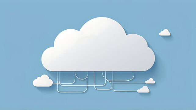 White cloud storage system, background with copy space, cloud storage technologies illustration