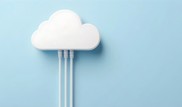 White cloud storage system, background with copy space, cloud storage technologies illustration