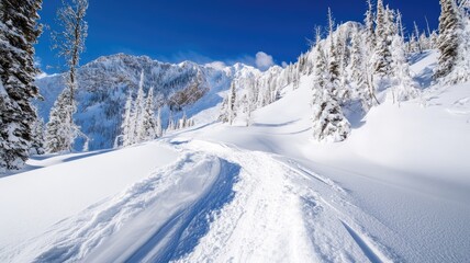 Snow-covered mountains with clear sky on sunny day