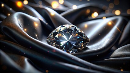 Rotating Diamond, Black Fabric Reflection, Night Photography Stock Photo