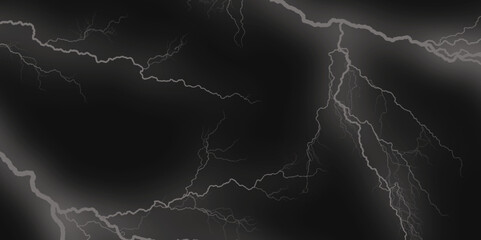 Thunder Stock Image In Black Background. Massive lightning bolt with branches isolated on black background.
