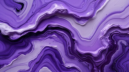 Fototapeta premium Purple and white paint mixing, creating abstract wavy pattern