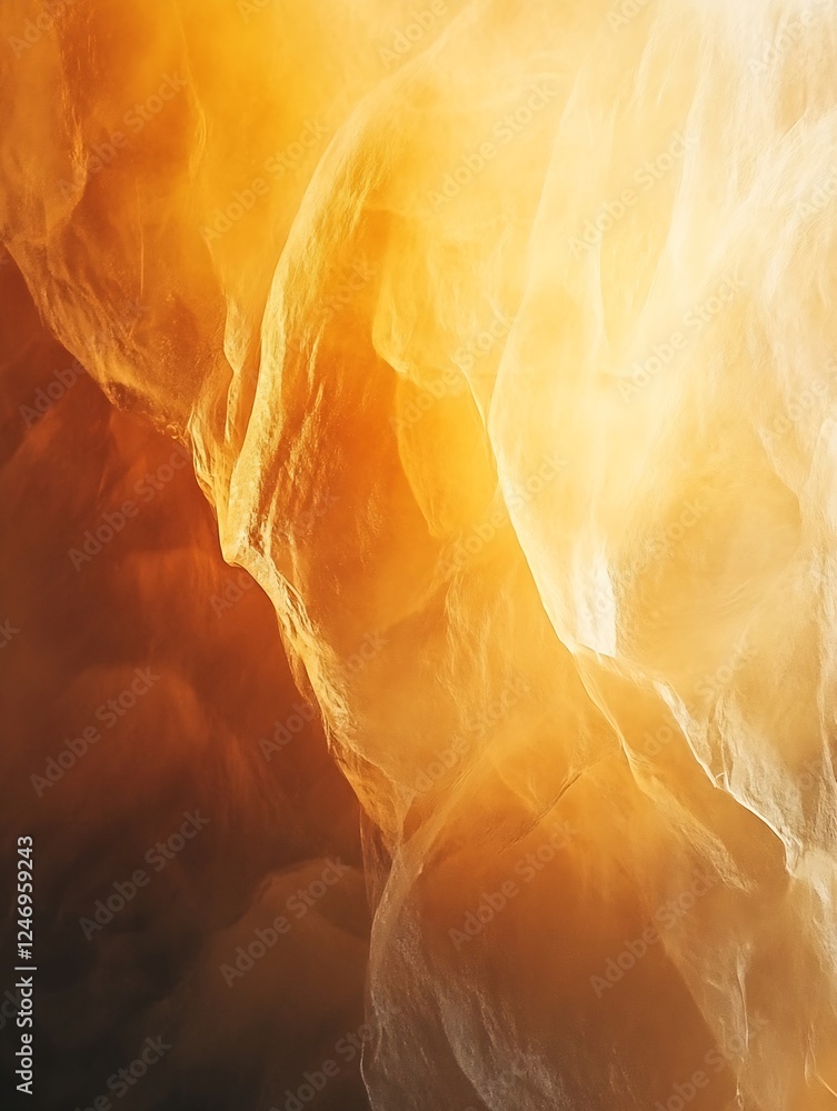 Poster golden silk drape with draped fabric texture and flowing light detail : generative ai