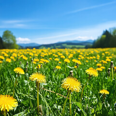 Obraz premium Sunny Dandelion Landscape