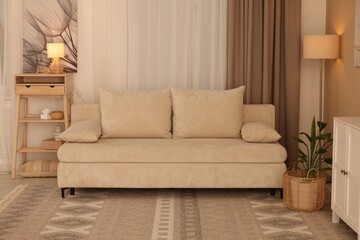 Beautiful furniture and decor in cozy living room. Interior design