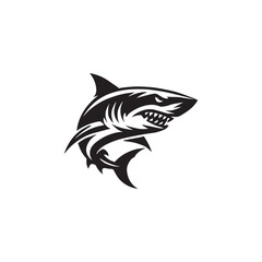 Shark silhoutee vector on white background 