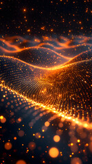 Fototapeta premium Vibrant Abstract Background of Glowing Waves and Particles in a Digital Landscape - Modern Technology Visualization with Dynamic Motion, Bright Colors, and Artistic Aesthetics
