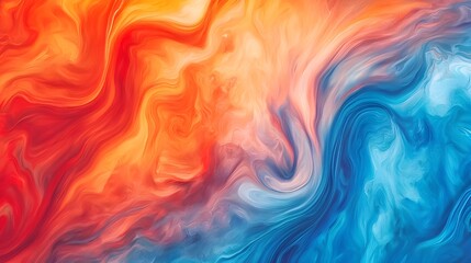 Obraz premium Vibrant Abstract Fluid Art – Dynamic Swirls of Fiery Red, Electric Blue, and Radiant Yellow in a Mesmerizing Marble Pattern, Perfect for Modern Design and Creative Backgrounds