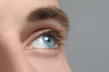 Closeup view of man with blue eyes