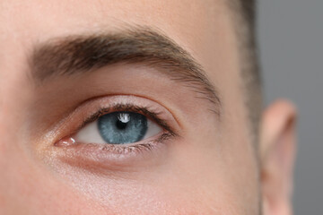 Closeup view of man with blue eyes