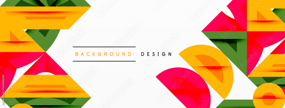 Wall mural abstract geometric background with shapes, featuring circular and rounded elements. bold contrast, s