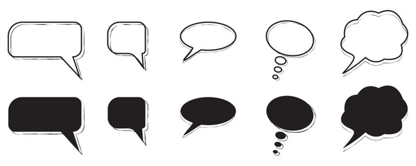 Speech bubbles doodle set – hand-drawn vector collectionBlack arrow vector icon pack – directional arrow collection