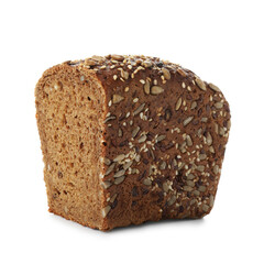 Piece of fresh rye bread isolated on white