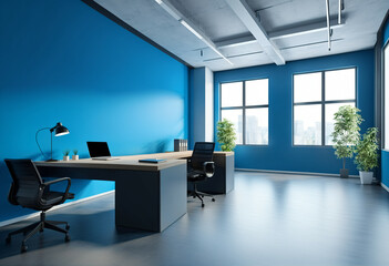 Empty room with blue wall