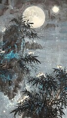 Naklejka premium ilustración con tinta china