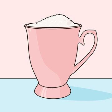 Pink Mug With Foamy Cappuccino