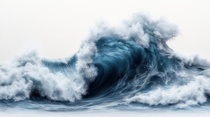 Obraz premium Ocean wave crashing, white background, power, nature (1)