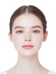 Obraz premium Natural Beauty Portrait of a Young Woman with Radiant Skin