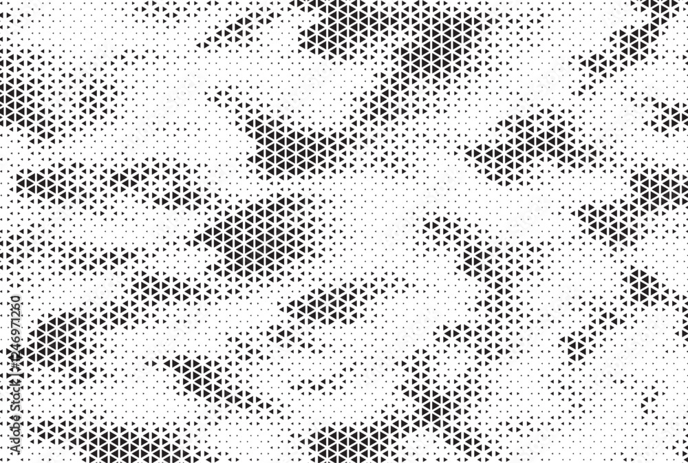 Aufkleber Triangle Shapes Vector Abstract Geometric Technology Oscillation Wave Isolated on Light Background. Halftone Triangular Retro Simple Pattern. Minimal 80s Style Dynamic Tech Wallpaper	