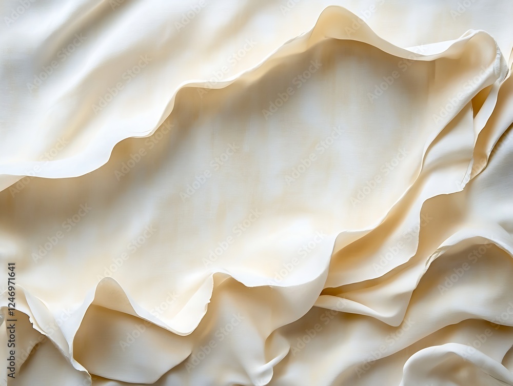 Poster soft ivory fabric with gentle waves creating elegant flowing folds : generative ai