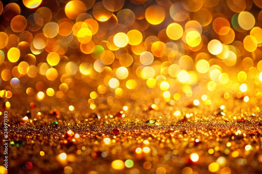 Poster Shimmering Golden Bokeh: Abstract Colorful Circles Background