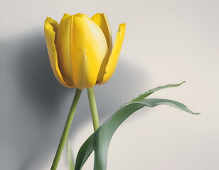 Naklejka premium yellow tulip on a white background