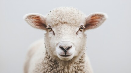Close-up portrait of a sheep, calm and serene.  Possible use Stock photo for animal themes