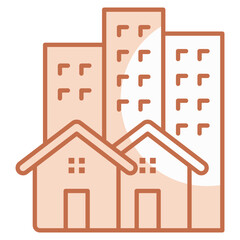 Residential Building  Icon Element For Design
