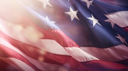 Fototapeta premium abstract american flag background,Patriotic American flag waving gently,generative ai illustration