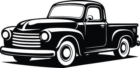 Pickup silhouette, pickup graphic vector, pickup truck, pickup truck black icon isolated on white background  © Silhouettify
