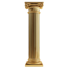 Fototapeta premium Golden column classic antique gold pillar isolated on transparent or white background