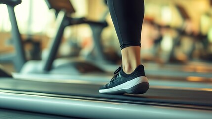 Woman Walking on Treadmill in Modern Fitness Center for Health and Wellness : Generative AI