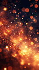 Obraz premium Glowing embers dance in a dark expanse, creating a mesmerizing spectacle of light and warmth.