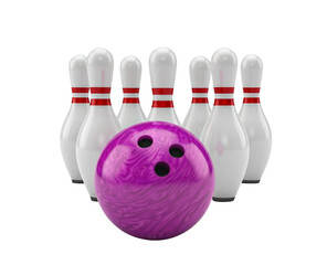 bowling ball striking against pins in a bowling game.