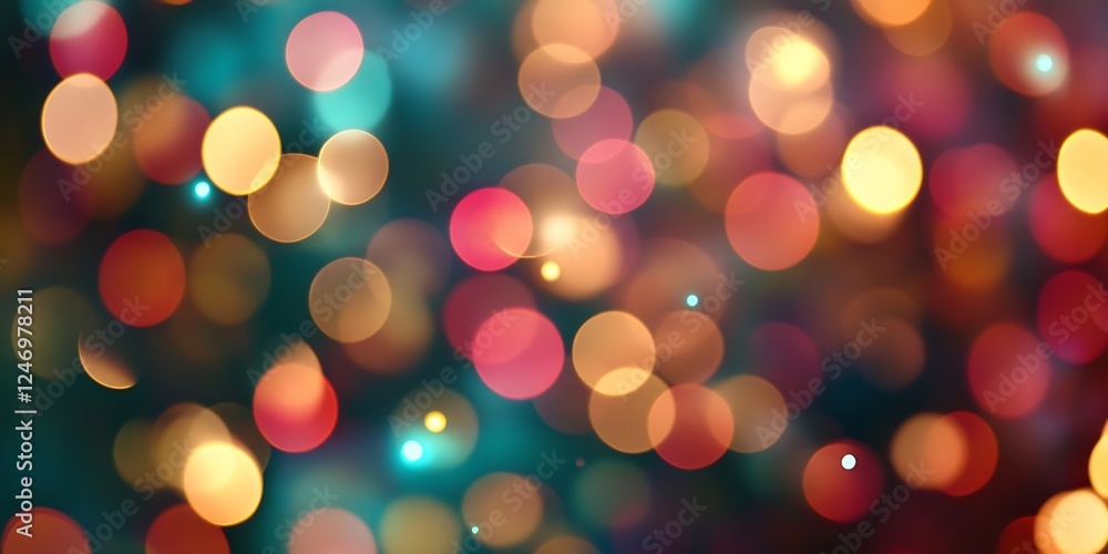 Poster Vibrant Bokeh Lights in Assorted Colors for Festive and Celebration Backgrounds : Generative AI
