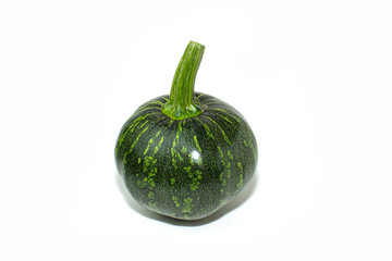 Young Immature green Pumpkin On White Background