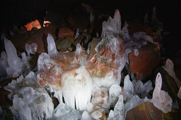 Lava cave (tunnel) Raufarholshellir near Reykjavík, Iceland
