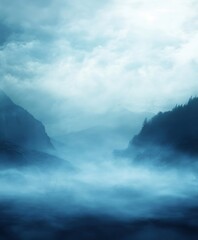 Misty Mountain Range Creating a Mystical Atmosphere at Dawn : Generative AI