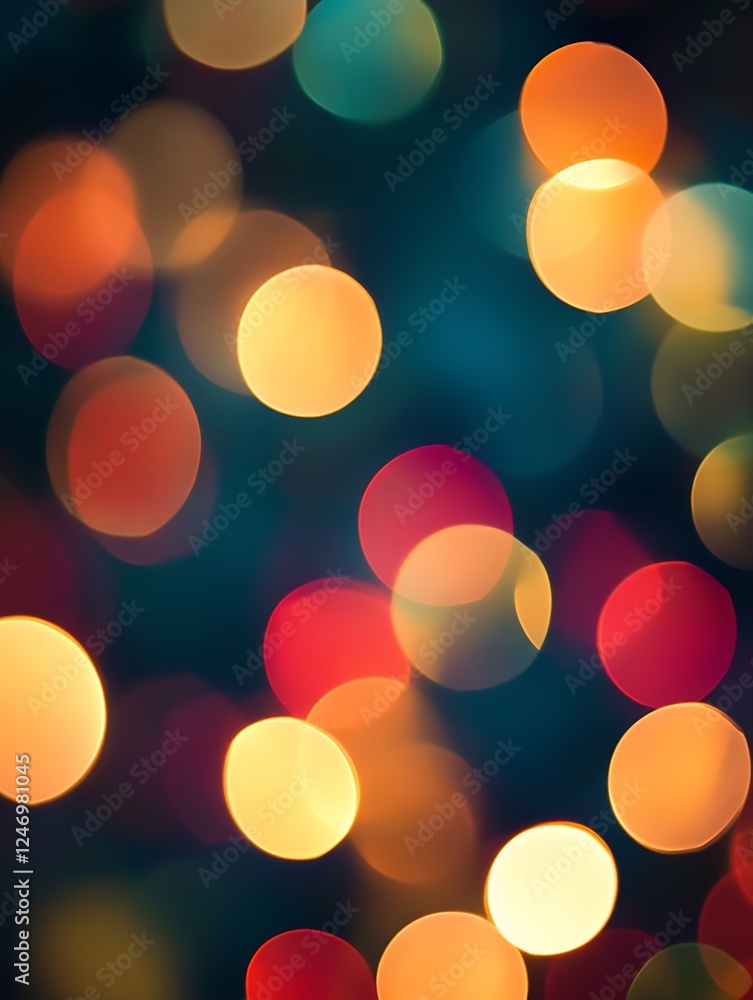 Fototapete Vibrant Abstract Bokeh Background with Colorful Defocused Lights Perfect for Festive Themes : Generative AI