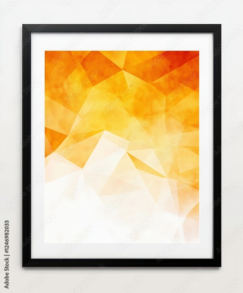 Aufkleber warm orange geometric abstract art print with polygon texture background : generative ai