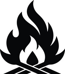 Campfire icon, bonfire vector silhouette, Campfire vector illustration, fire vector  