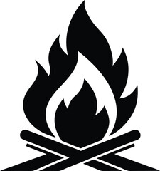 Campfire icon, bonfire vector silhouette, Campfire vector illustration, fire vector  