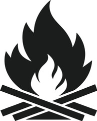 Campfire icon, bonfire vector silhouette, Campfire vector illustration, fire vector  