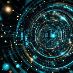 Obraz premium Focus on futuristic tech in learning policies with glowing digital themes.