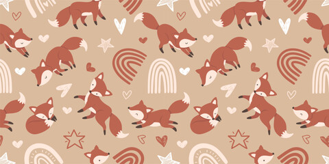 Cute Little Fox Seamless Pattern For Children Product