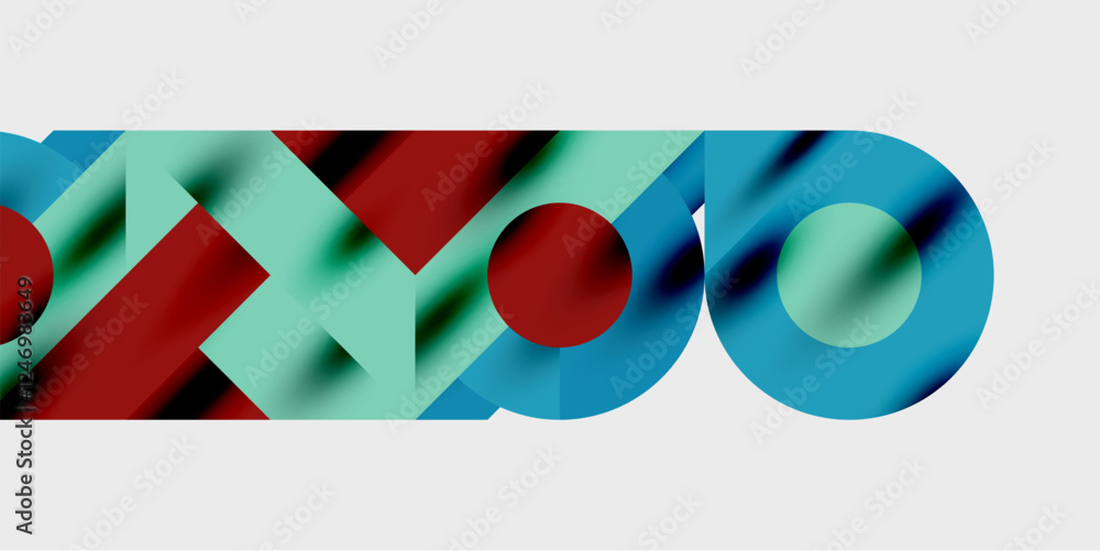 Aufkleber Modern abstract background featuring circles, lines, and triangles in a dynamic geometric composition. Perfect for stylish, tech, or creative-themed designs